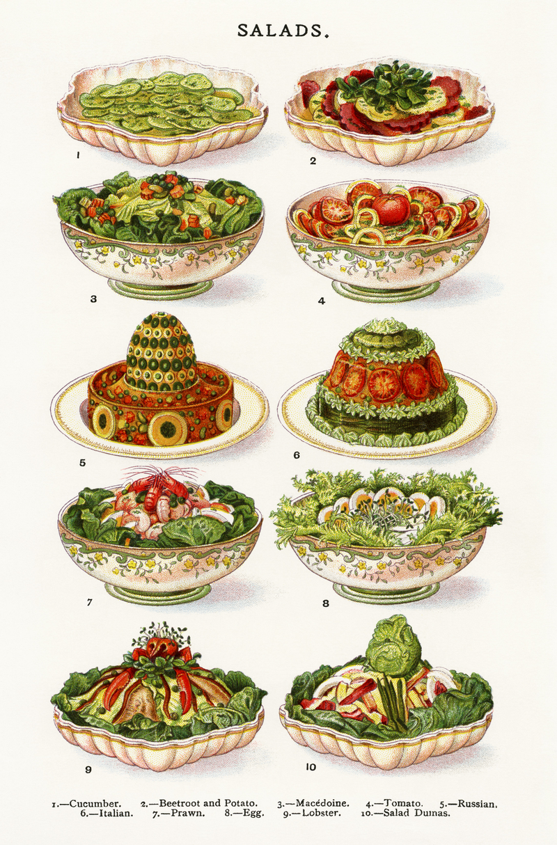 Victorian salad arrangement advice. Image: Mrs. Beeton’s Book of Household Management.